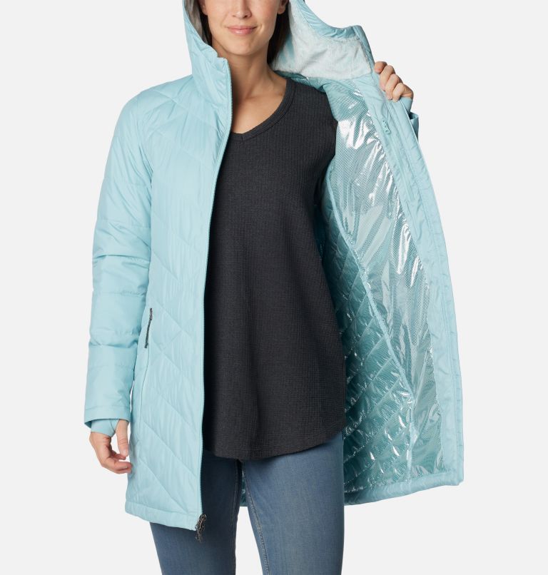  Columbia Women's Heavenly Long Hooded Jacket, Aqua Haze,  X-Small : Clothing, Shoes & Jewelry