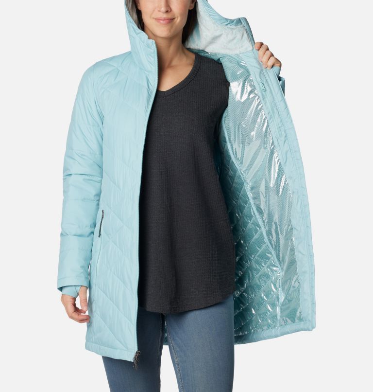 Thumbnail: Women's Heavenly Long Hooded Jacket, Color: Aqua Haze, image 5