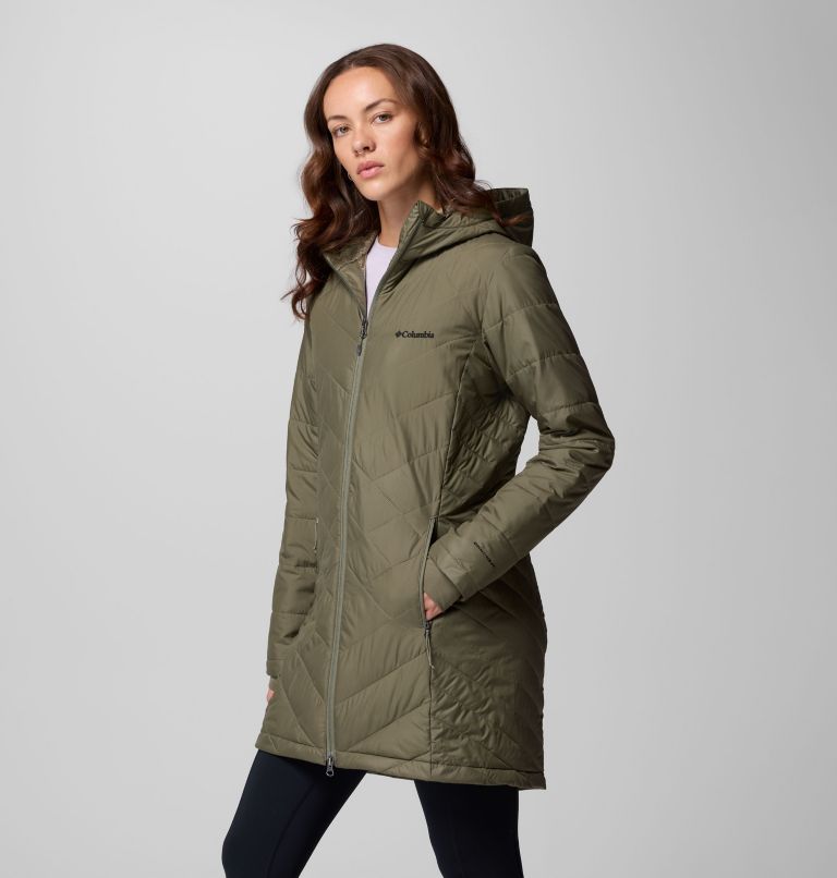 Women's Heavenly Long Hooded Jacket, Color: Stone Green, image 4