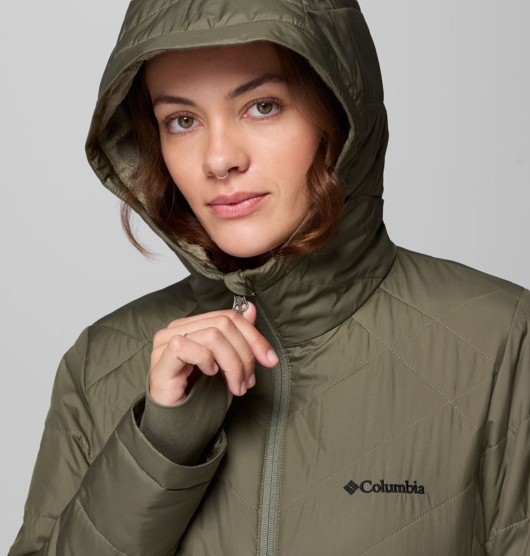 Women's Heavenly Long Hooded Jacket, Color: Stone Green, image 5