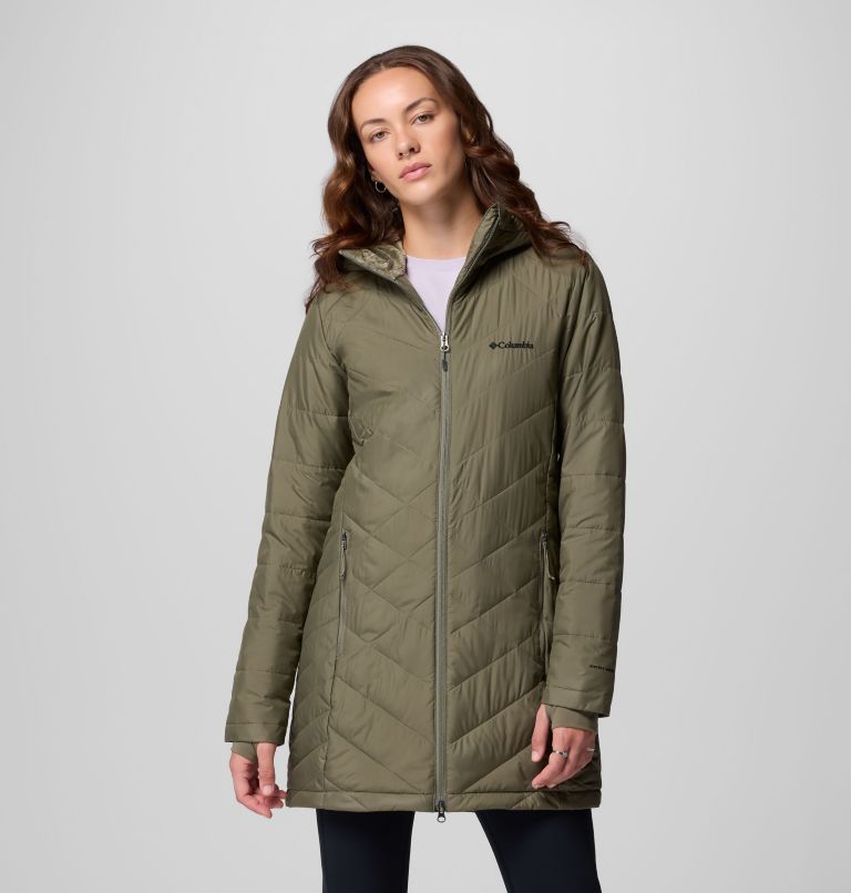 Women's Heavenly Long Hooded Jacket, Color: Stone Green, image 1