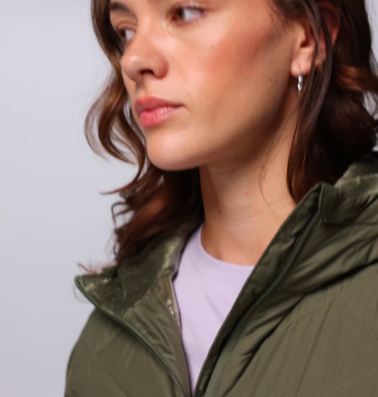 Women's Heavenly Long Hooded Jacket, Color: Stone Green