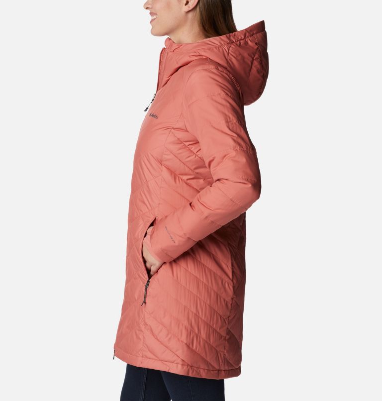 Women's Heavenly Long Hooded Jacket, Color: Dark Coral, image 3