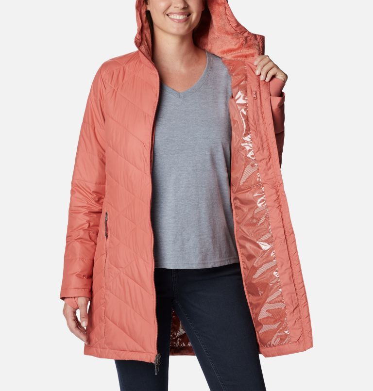 Women's Heavenly Long Hooded Jacket, Color: Dark Coral, image 5