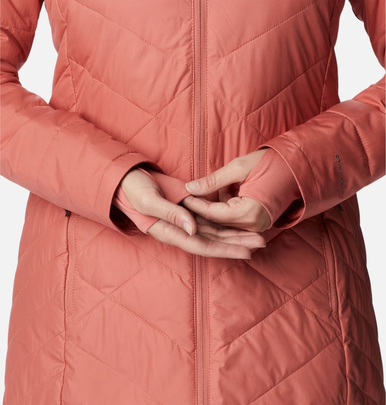 Thumbnail: Women's Heavenly Long Hooded Jacket, Color: Dark Coral, image 7