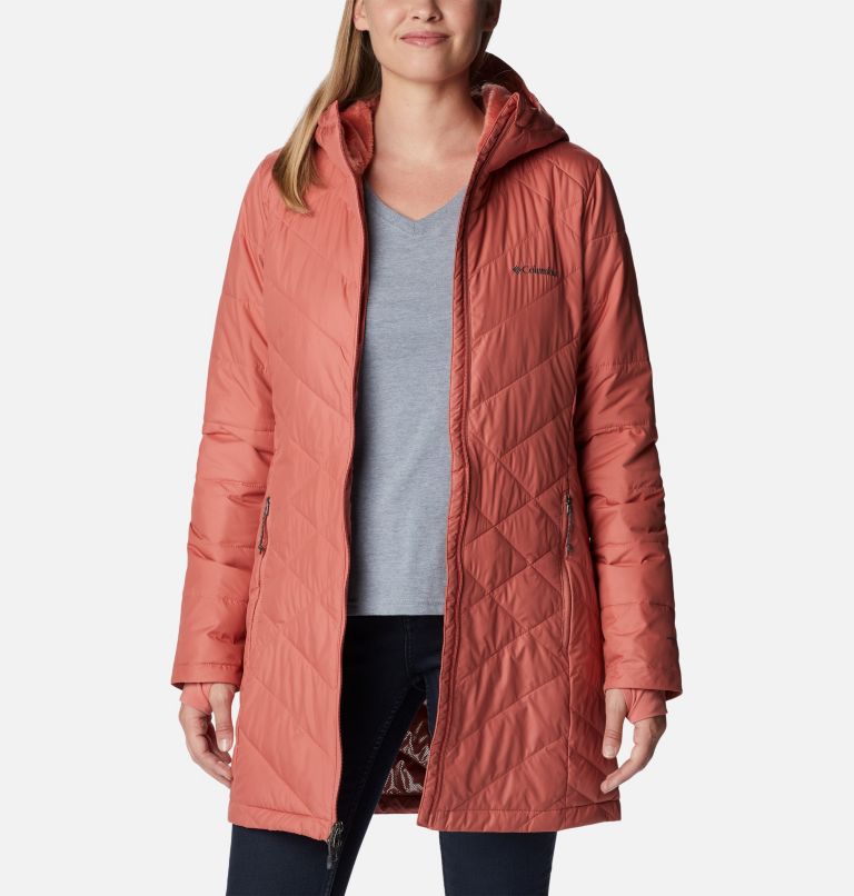 Thumbnail: Women's Heavenly Long Hooded Jacket, Color: Dark Coral, image 8