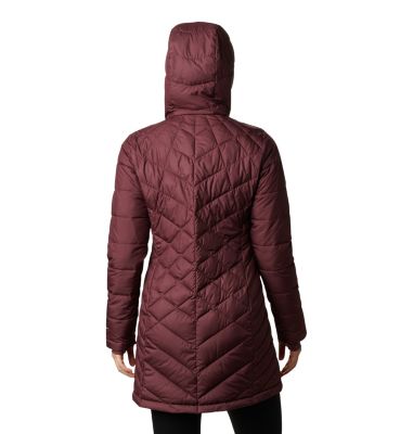 columbia women's blue square lodge mid lightweight omni heat hooded jacket