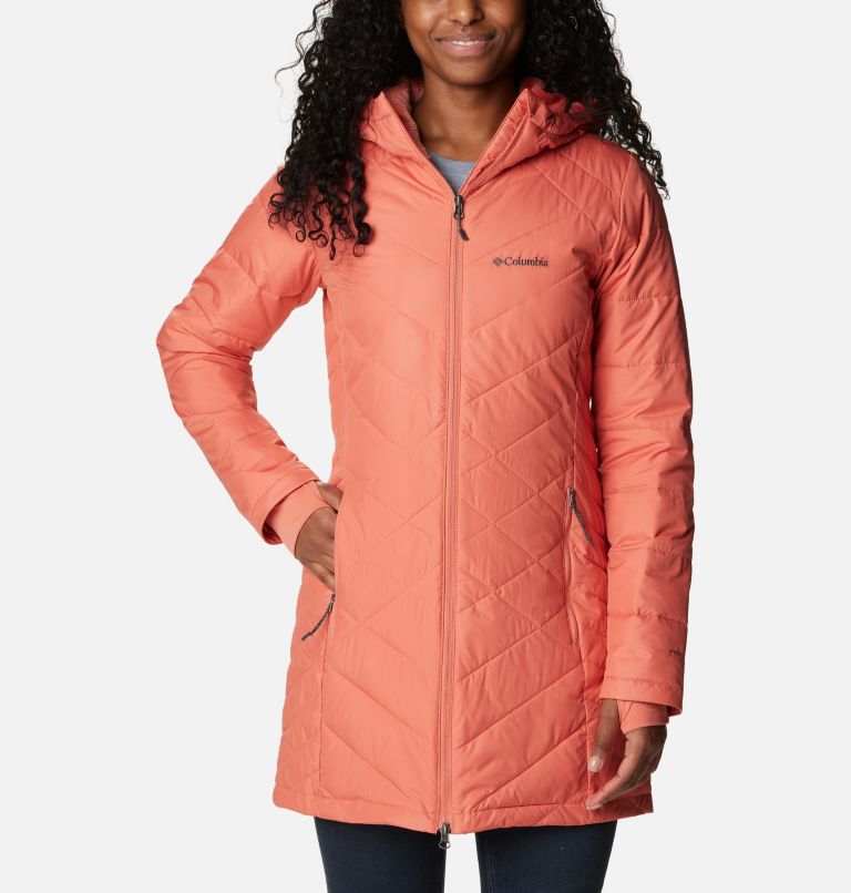 Thumbnail: Women's Heavenly Long Hooded Jacket, Color: Faded Peach, image 1