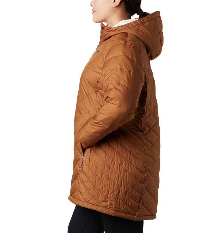 Thumbnail: Women's Heavenly Long Hooded Jacket - Plus Size, Color: Camel Brown, image 3