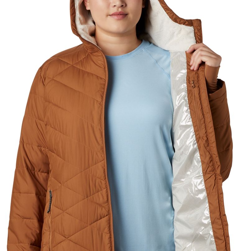 Women's Heavenly Long Hooded Jacket - Plus Size, Color: Camel Brown, image 4