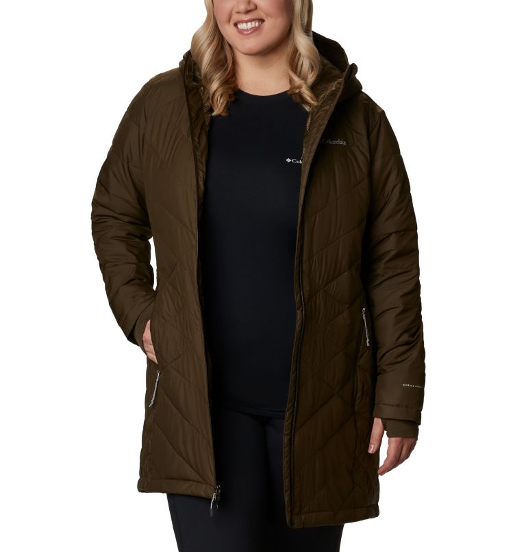 Thumbnail: Women's Heavenly Long Hooded Jacket - Plus Size, Color: Olive Green, image 1