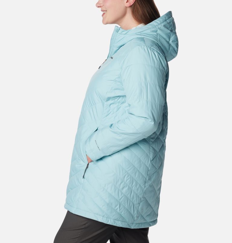 Thumbnail: Women's Heavenly Long Hooded Jacket - Plus Size, Color: Aqua Haze, image 3