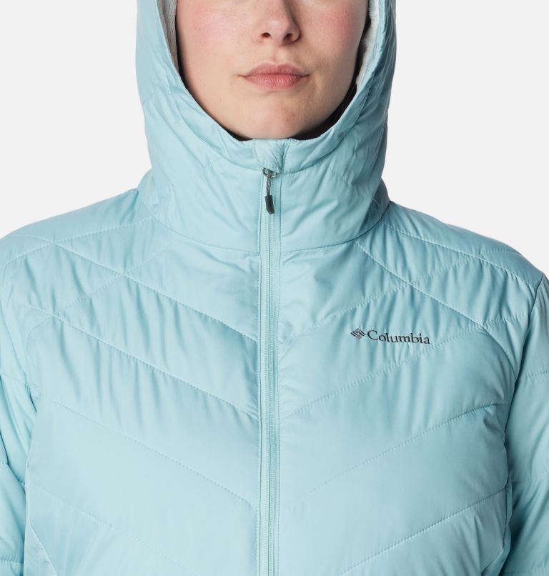 Thumbnail: Women's Heavenly Long Hooded Jacket - Plus Size, Color: Aqua Haze, image 4