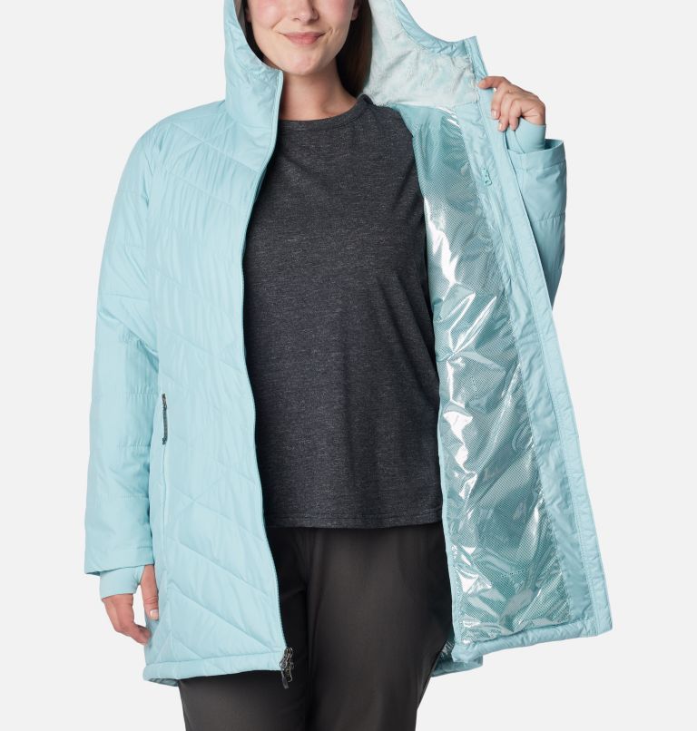 Women's Heavenly Long Hooded Jacket - Plus Size, Color: Aqua Haze, image 5