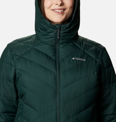 columbia women's plus heavenly long hooded down jacket