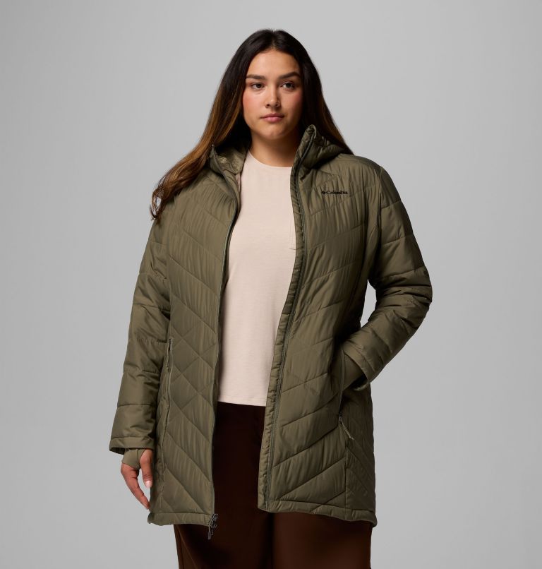 Women's Heavenly Long Hooded Jacket - Plus Size, Color: Stone Green, image 5