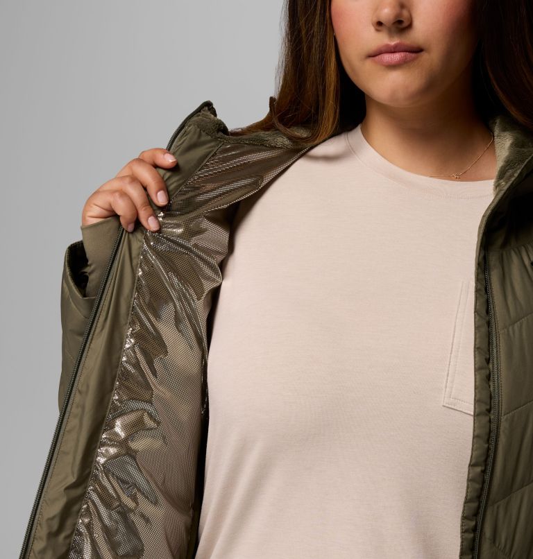 Women's Heavenly Long Hooded Jacket - Plus Size, Color: Stone Green, image 6