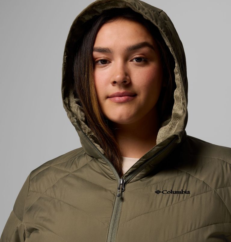 Women's Heavenly Long Hooded Jacket - Plus Size, Color: Stone Green, image 8