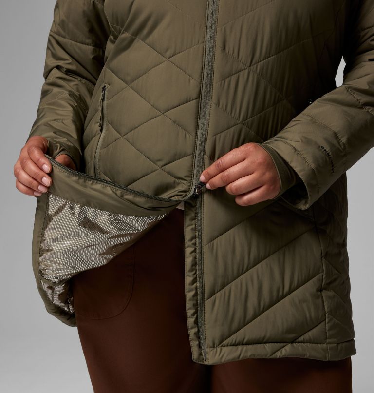 Women's Heavenly Long Hooded Jacket - Plus Size, Color: Stone Green, image 9