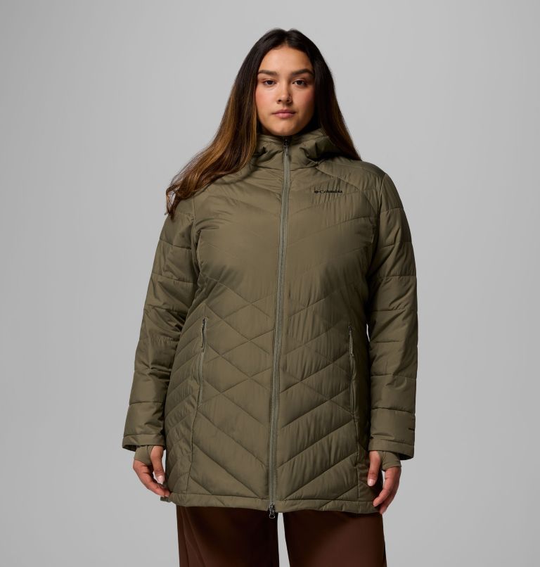 Women's Heavenly Long Hooded Jacket - Plus Size, Color: Stone Green, image 1