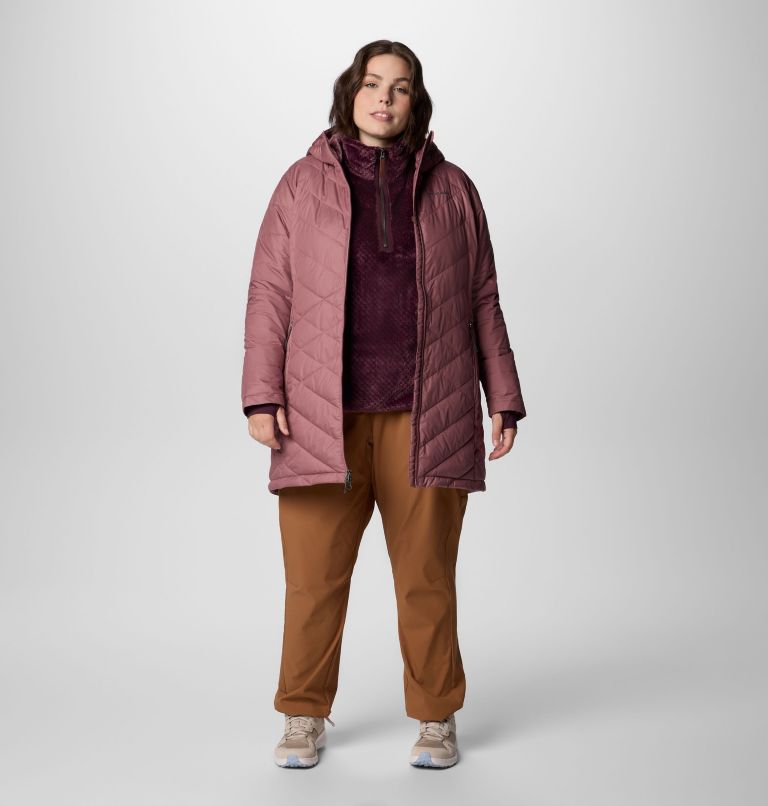 Women's Heavenly Long Hooded Jacket - Plus Size, Color: Fig, image 3