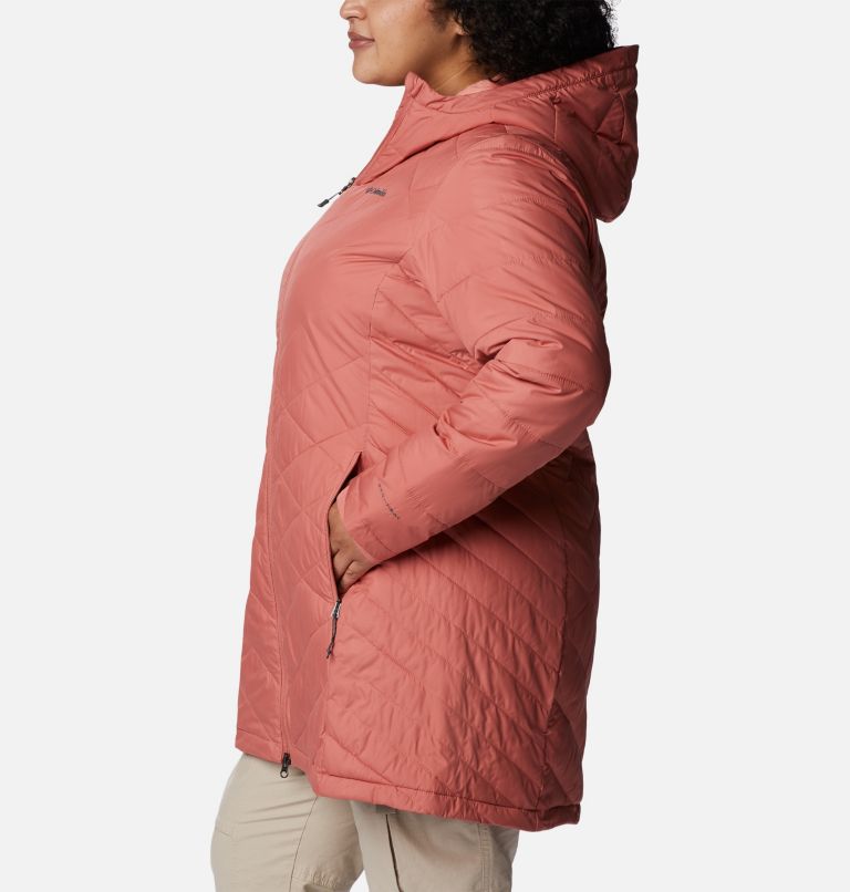 Thumbnail: Women's Heavenly Long Hooded Jacket - Plus Size, Color: Dark Coral, image 3