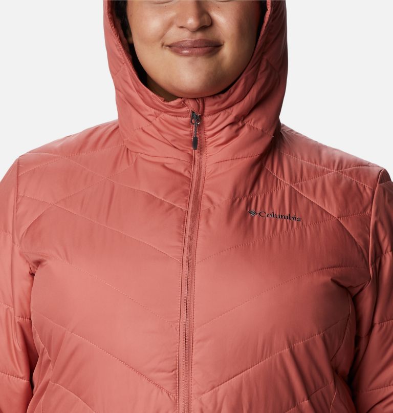 Thumbnail: Women's Heavenly Long Hooded Jacket - Plus Size, Color: Dark Coral, image 4