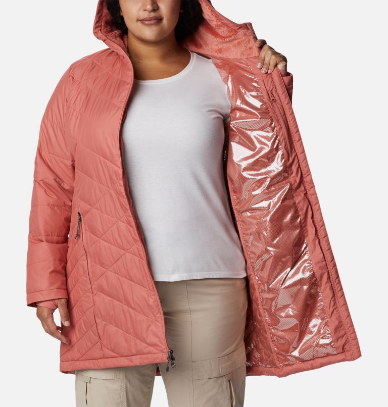Thumbnail: Women's Heavenly Long Hooded Jacket - Plus Size, Color: Dark Coral, image 5