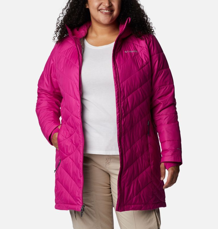 Thumbnail: Women's Heavenly Long Hooded Jacket - Plus Size, Color: Wild Fuchsia, image 6