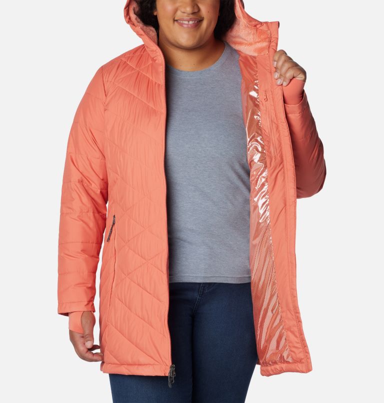 Thumbnail: Women's Heavenly Long Hooded Jacket - Plus Size, Color: Faded Peach, image 5