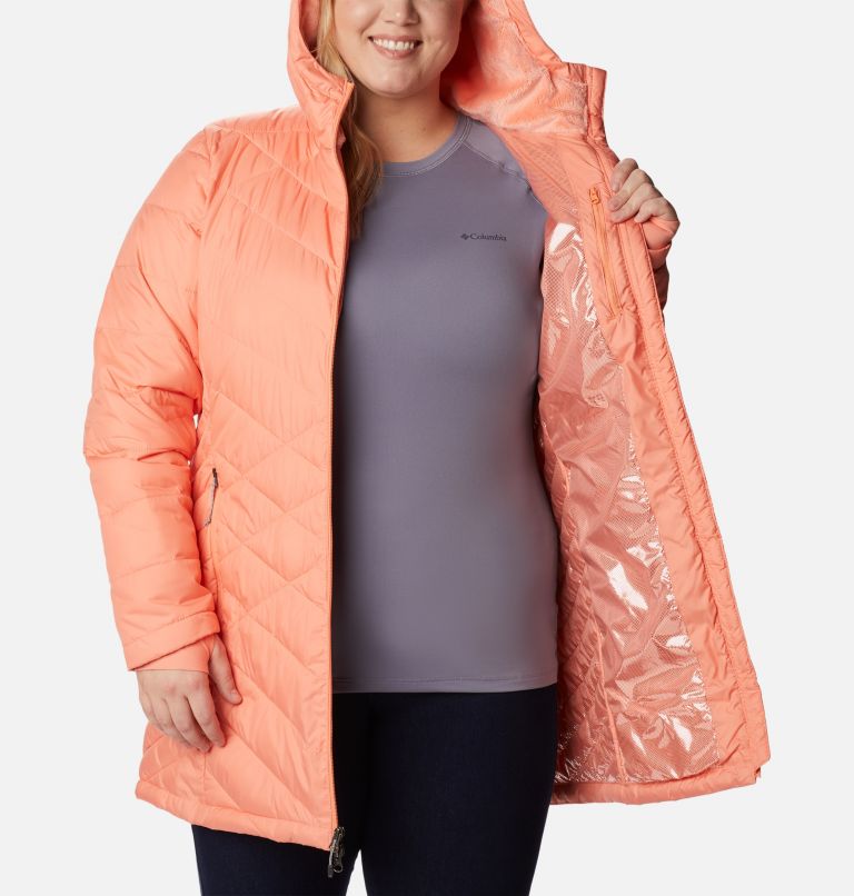Women's Heavenly Long Hooded Jacket - Plus Size, Color: Coral Reef