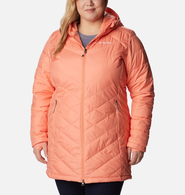 Women's Heavenly Long Hooded Jacket - Plus Size, Color: Coral Reef