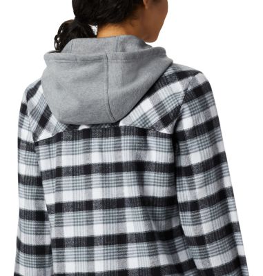 flannel hoodie jacket women's