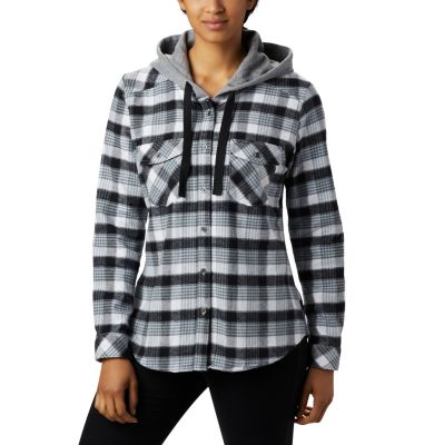 womens hooded flannel shirts