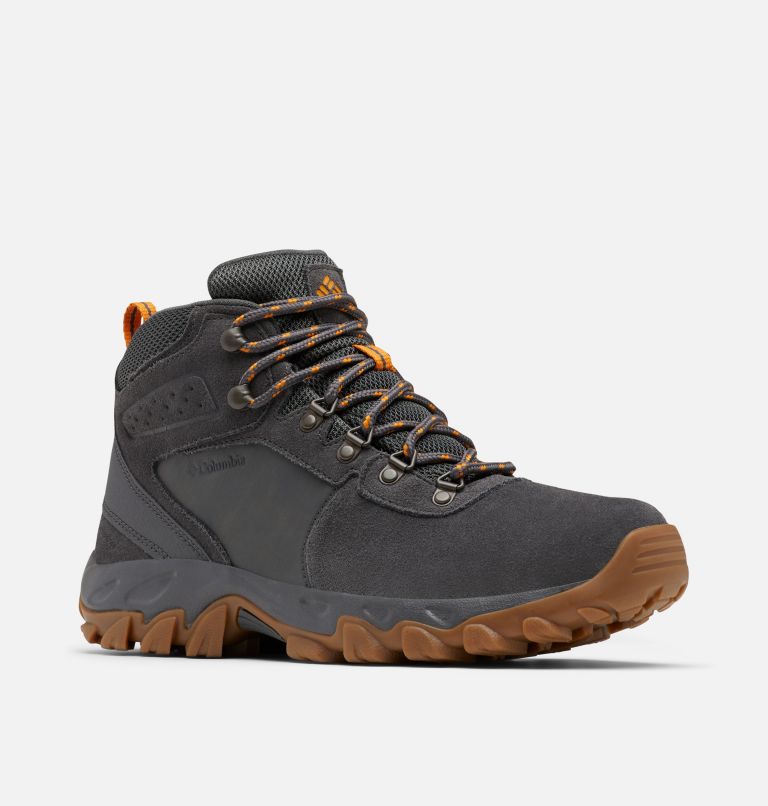 Men's Newton Ridge Plus II Suede Waterproof Hiking Boot, Color: Dark Grey, Gold Amber, image 3
