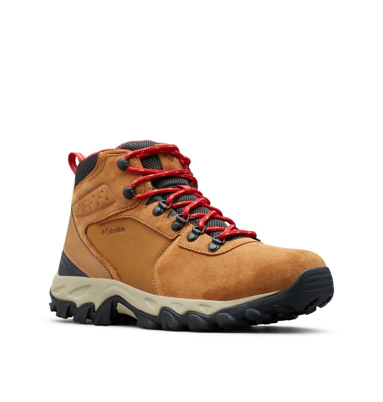 Men's Newton Ridge Plus II Suede Waterproof Hiking Boot, Color: Elk, Mountain Red