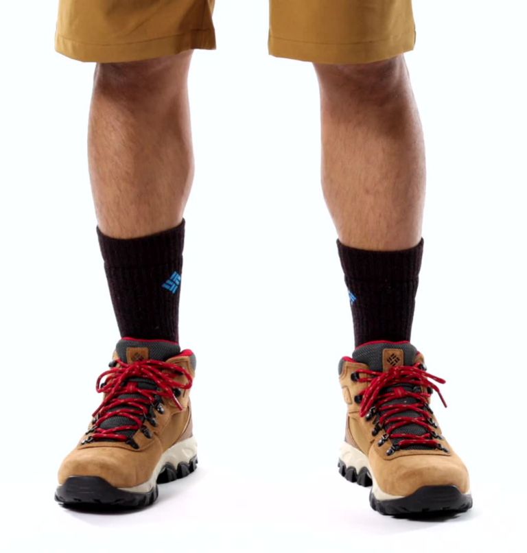 Men's Newton Ridge Plus II Suede Waterproof Hiking Boot, Color: Elk, Mountain Red