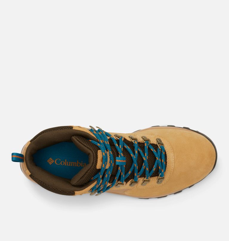 Men's Newton Ridge Plus II Suede Waterproof Hiking Boot, Color: Curry, Aegean Blue, image 3