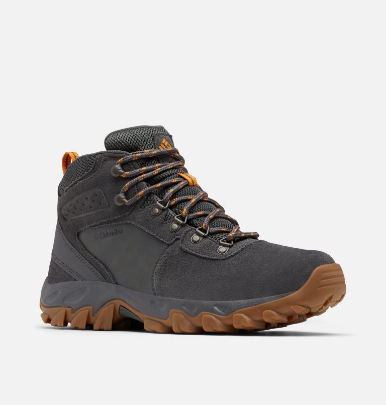 Men's Newton Ridge Plus II Suede Waterproof Hiking Boot - Wide, Color: Dark Grey, Gold Amber, image 2