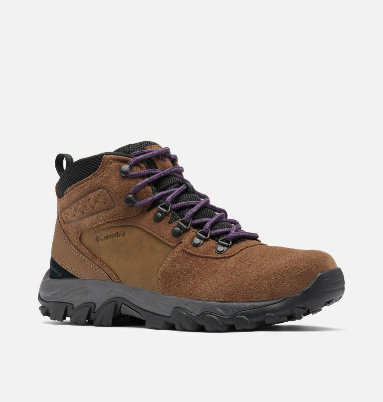 Men's Newton Ridge Plus II Suede Waterproof Hiking Boot - Wide, Color: Dark Brown, Cyber Purple, image 2
