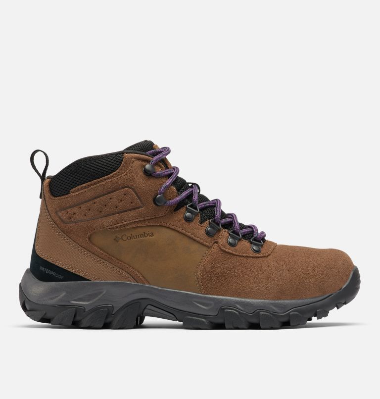 Men's Newton Ridge Plus II Suede Waterproof Hiking Boot - Wide, Color: Dark Brown, Cyber Purple, image 1