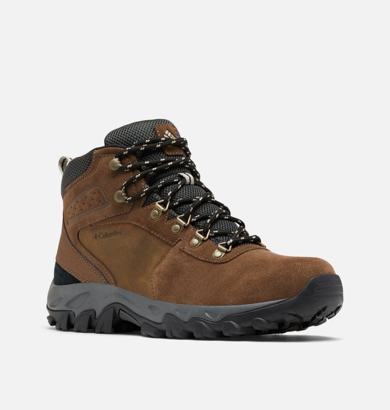 Men's Newton Ridge Plus II Suede Waterproof Hiking Boot - Wide, Color: Dark Brown, Dark Grey, image 2