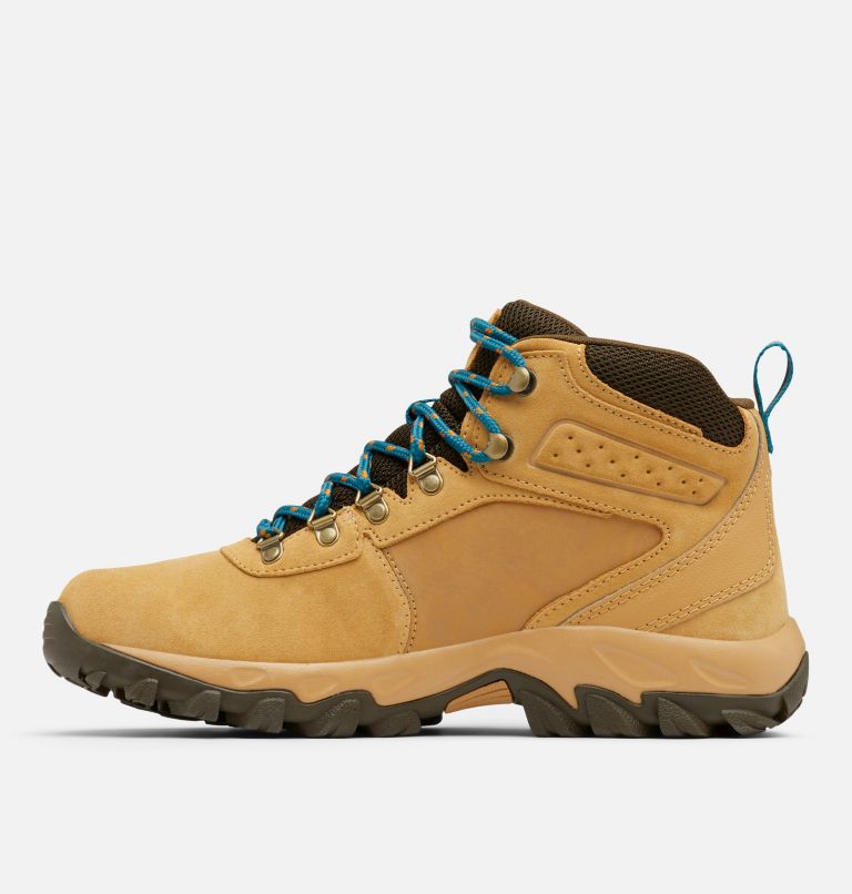 Men's Newton Ridge Plus II Suede Waterproof Hiking Boot - Wide, Color: Curry, Aegean Blue, image 5