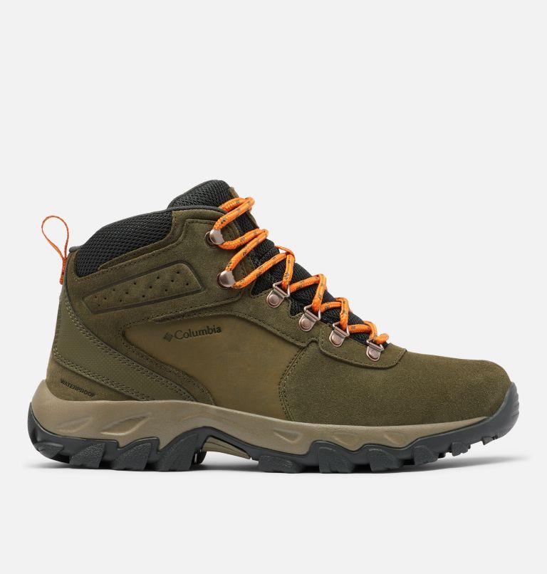 Men’s Newton Ridge Plus II Suede Waterproof Hiking Boot - Wide, Color: Nori, Light Orange