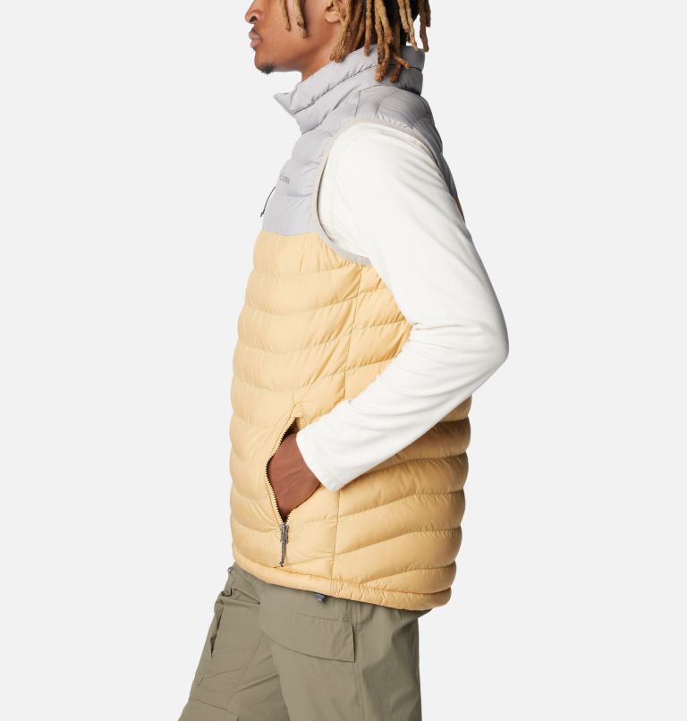 Men's Powder Lite Vest , Color: Light Camel, Flint Grey, image 3