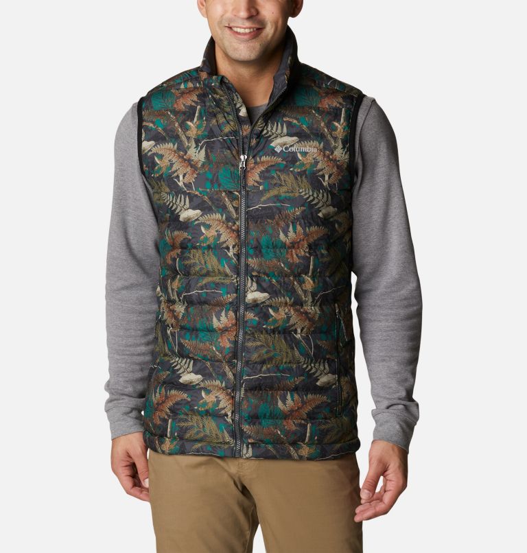 Men's Powder Lite Vest, Color: Spruce North Woods Print, image 1