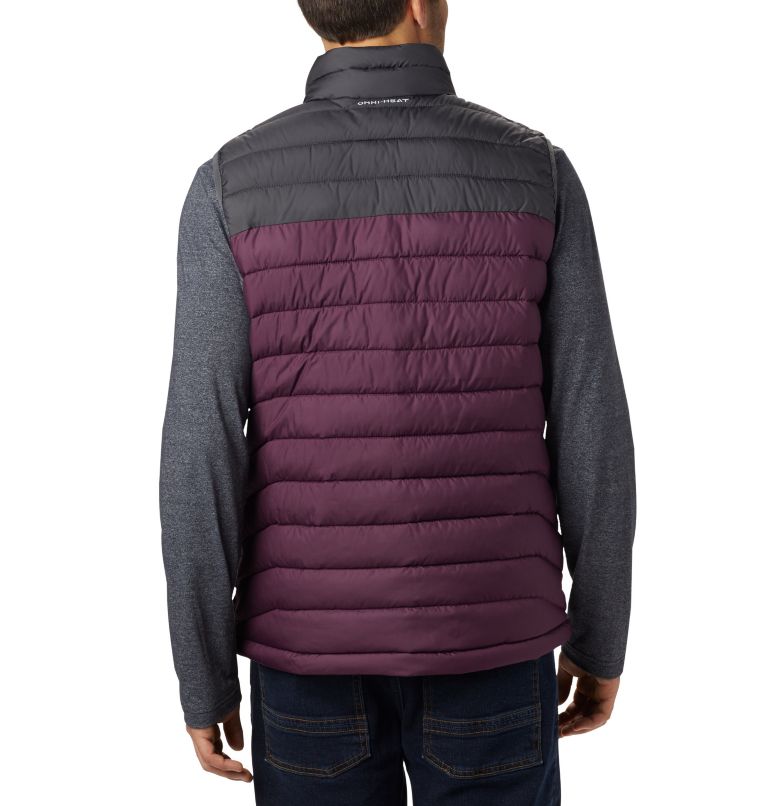 Men's Powder Lite Insulated Vest, Color: Black Cherry, Shark, image 2
