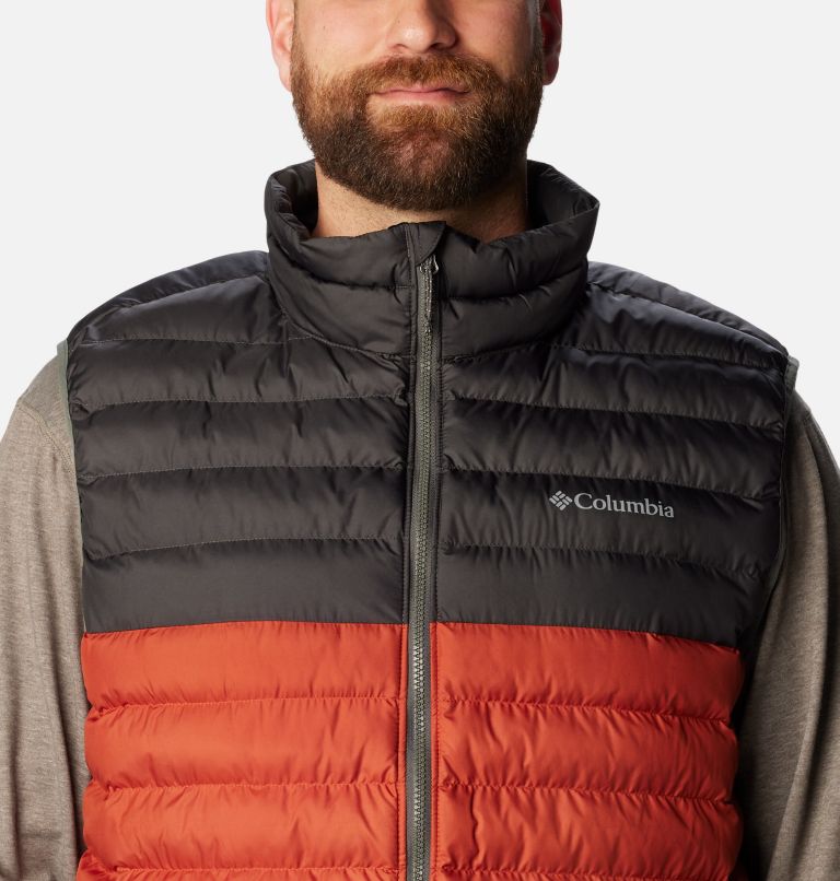 Men's Powder Lite Insulated Vest - Extended Size, Color: Warp Red, Shark, image 4