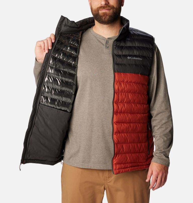 Men's Powder Lite Insulated Vest - Extended Size, Color: Warp Red, Shark, image 5