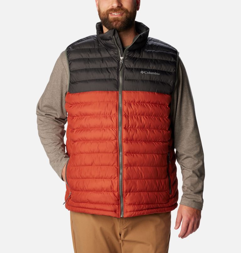 Men's Powder Lite Insulated Vest - Extended Size, Color: Warp Red, Shark, image 1